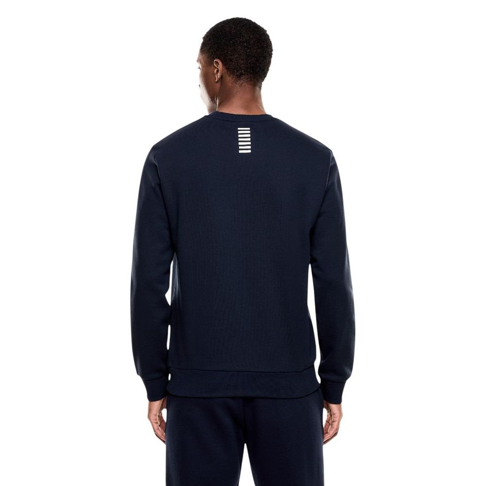 EA7 Emporio Armani Blue Cotton Sweatshirt - Men's Crew Neck Edition