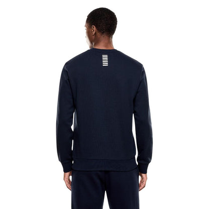 EA7 Emporio Armani Blue Cotton Sweatshirt - Men's Crew Neck Edition