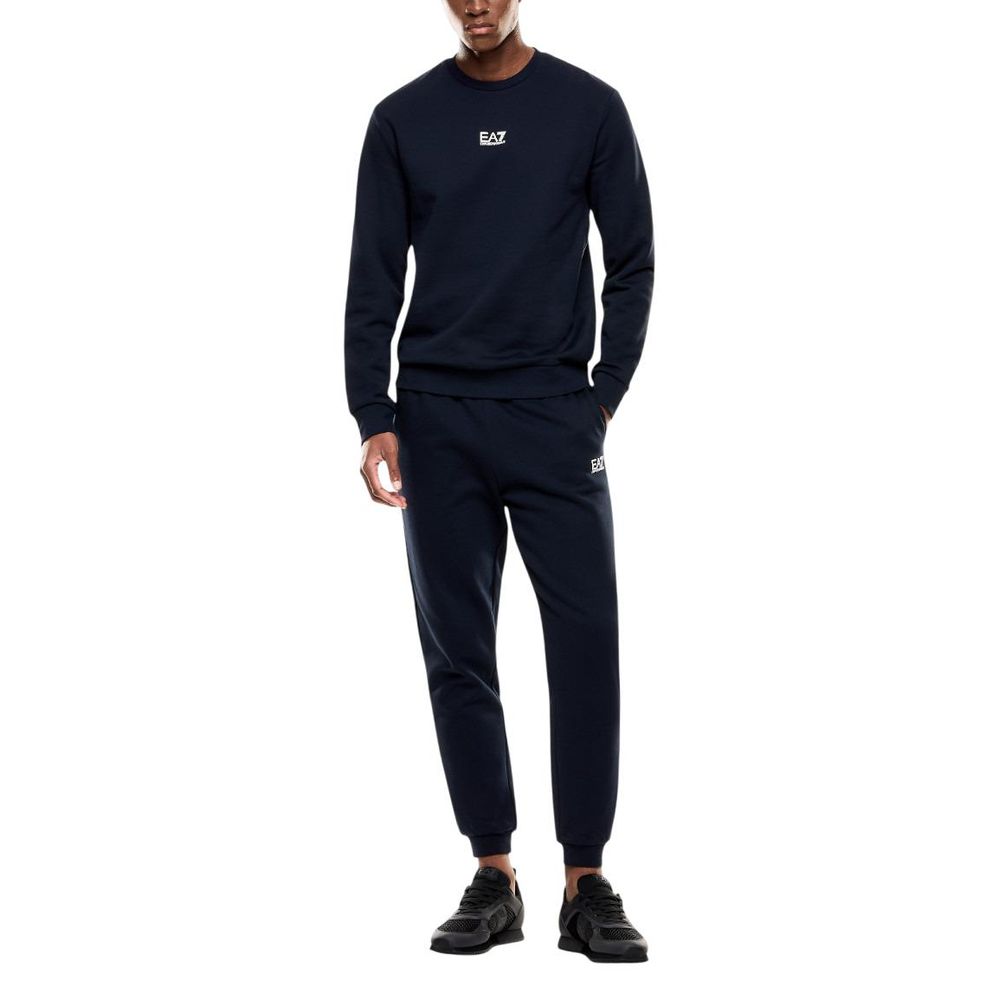 EA7 Emporio Armani Blue Cotton Sweatshirt - Men's Crew Neck Edition