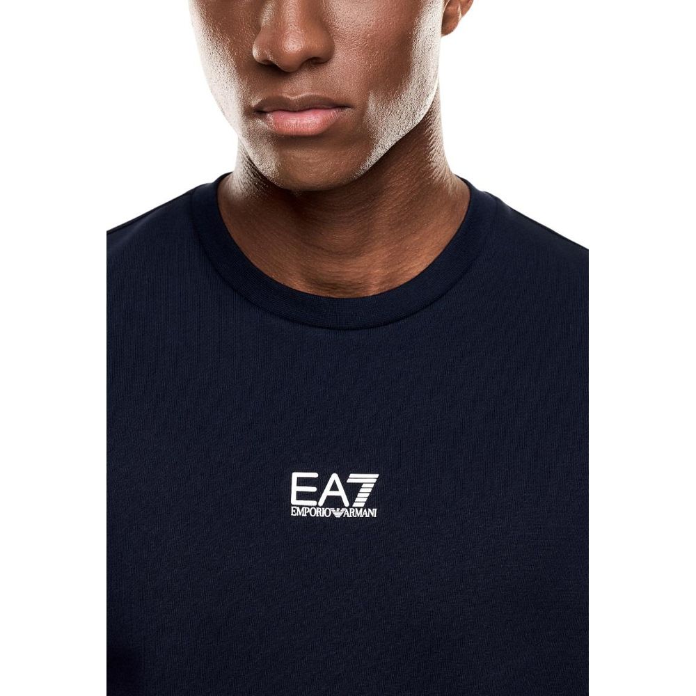 EA7 Emporio Armani Blue Cotton Sweatshirt - Men's Crew Neck Edition
