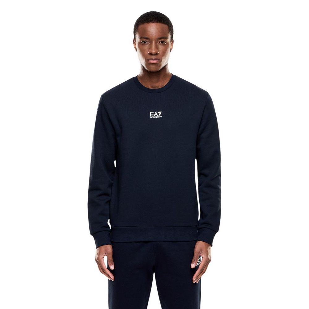 EA7 Emporio Armani Blue Cotton Sweatshirt - Men's Crew Neck Edition