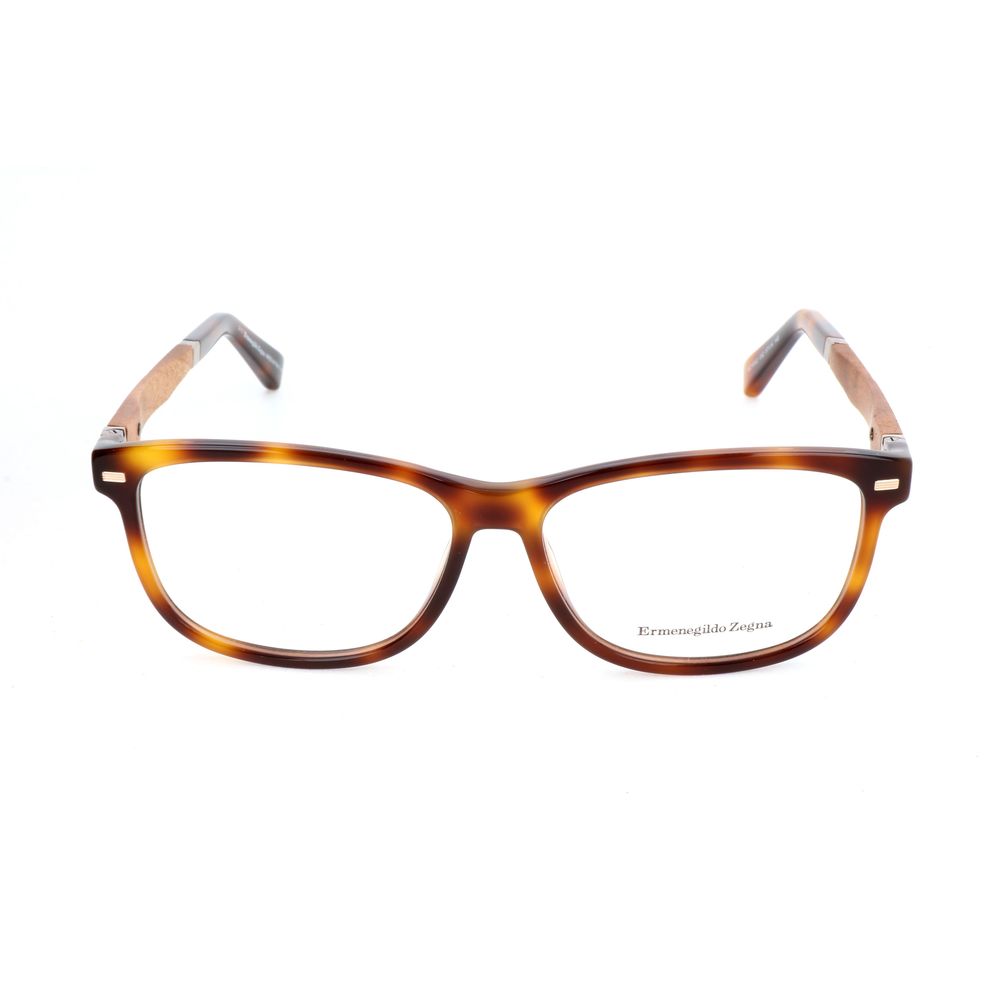 Ermenegildo Zegna Brown Optical Glasses – Square Full-Rim Frame, 57mm