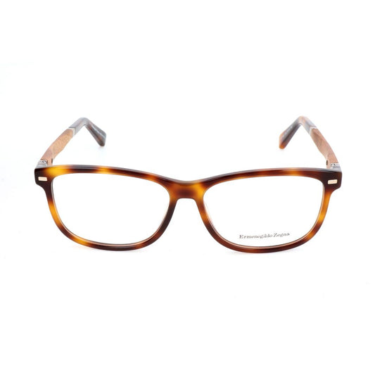 Ermenegildo Zegna Brown Optical Glasses – Square Full-Rim Frame, 57mm