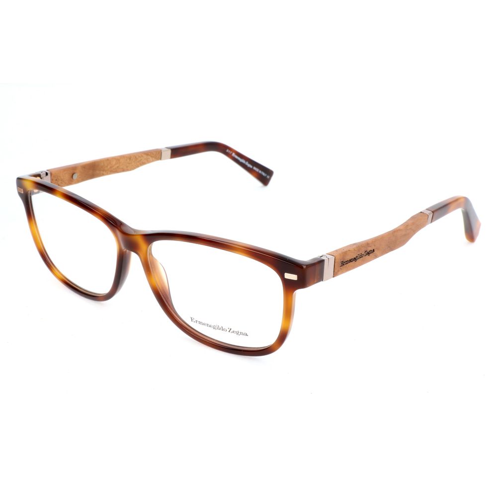 Ermenegildo Zegna Brown Optical Glasses – Square Full-Rim Frame, 57mm