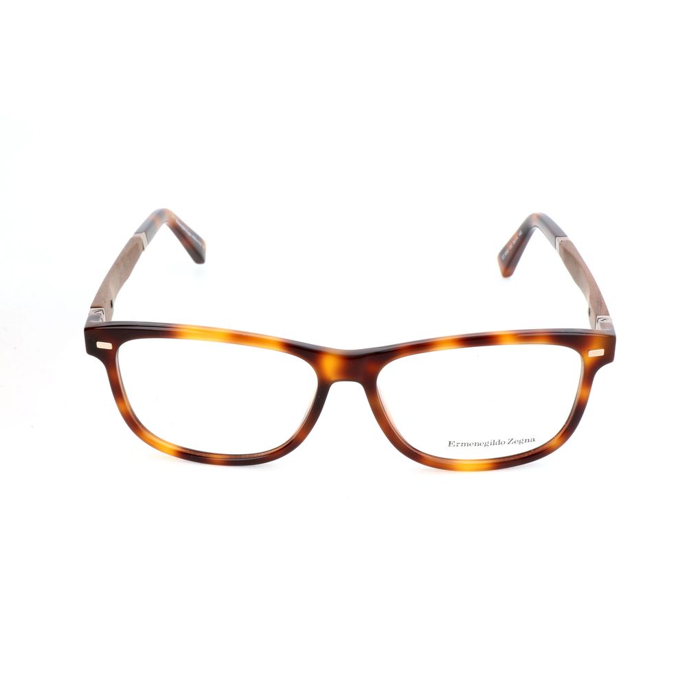 Ermenegildo Zegna Brown Resin Glasses – Square Frame, 55mm