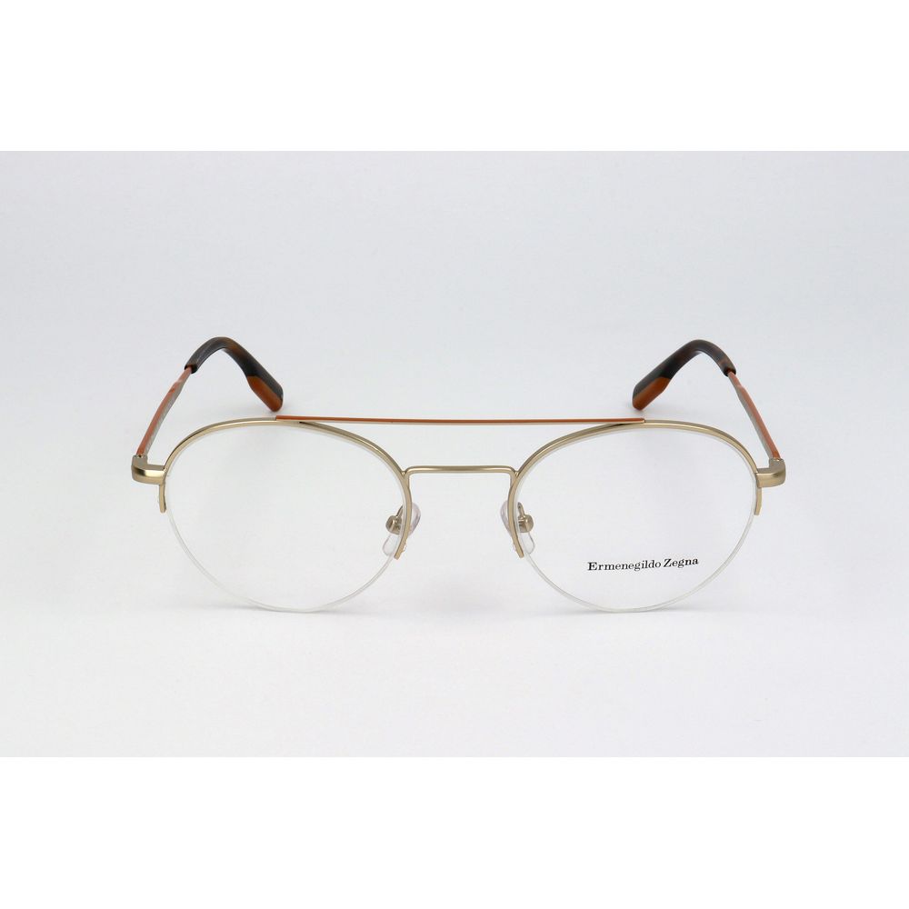 Ermenegildo Zegna Gold Metal Glasses – Square Full-Rim Frame