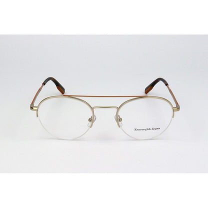 Ermenegildo Zegna Gold Metal Glasses – Square Full-Rim Frame