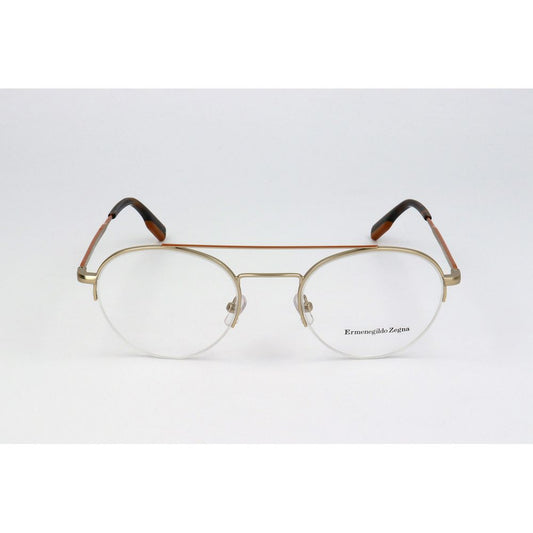 Ermenegildo Zegna Gold Metal Glasses – Square Full-Rim Frame
