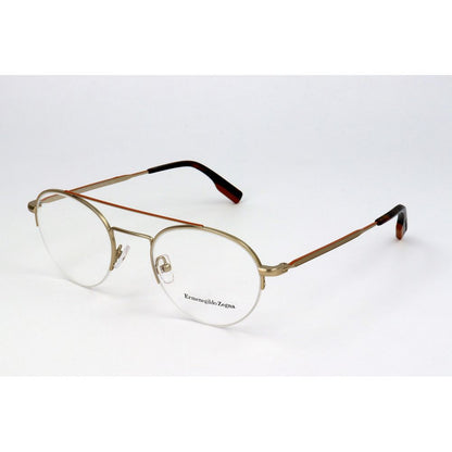 Ermenegildo Zegna Gold Metal Glasses – Square Full-Rim Frame