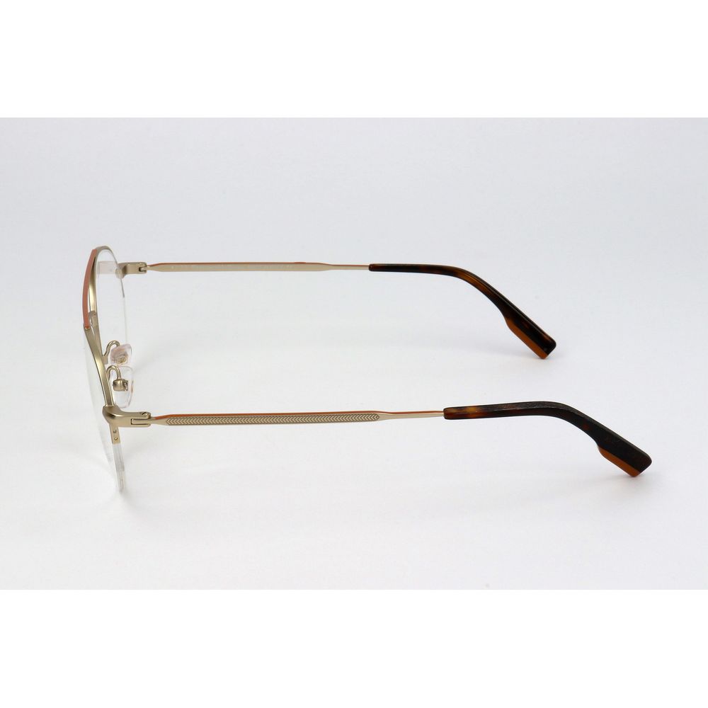 Ermenegildo Zegna Gold Metal Glasses – Square Full-Rim Frame