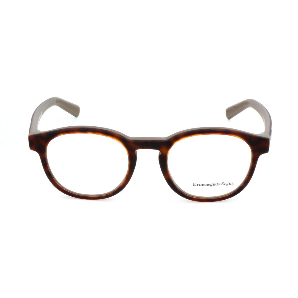Ermenegildo Zegna Brown Acetate Glasses – Square Frame, 50mm