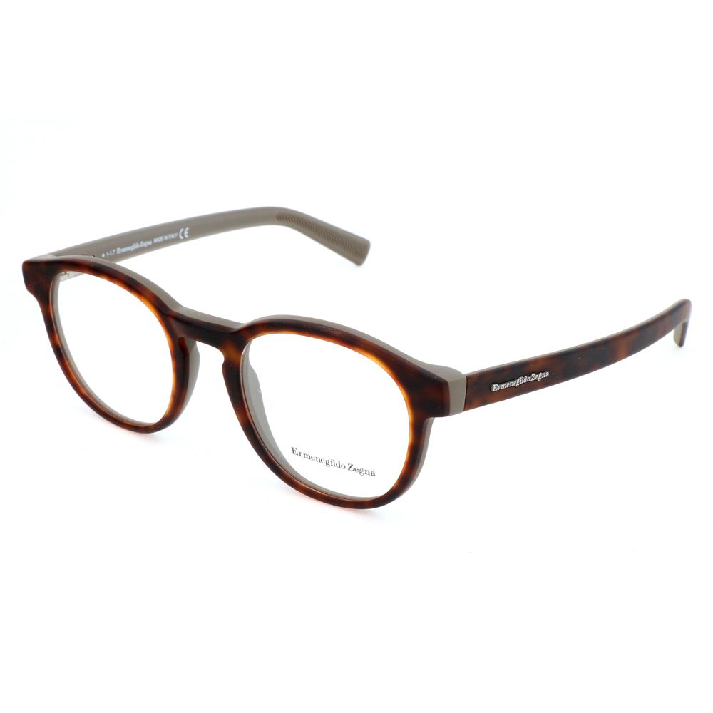 Ermenegildo Zegna Brown Acetate Glasses – Square Frame, 50mm