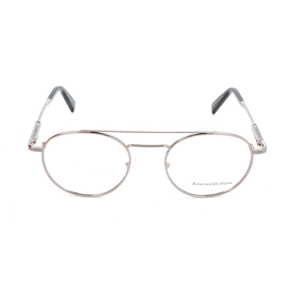 Ermenegildo Zegna Gray Metal Glasses – Square Frames, 50mm
