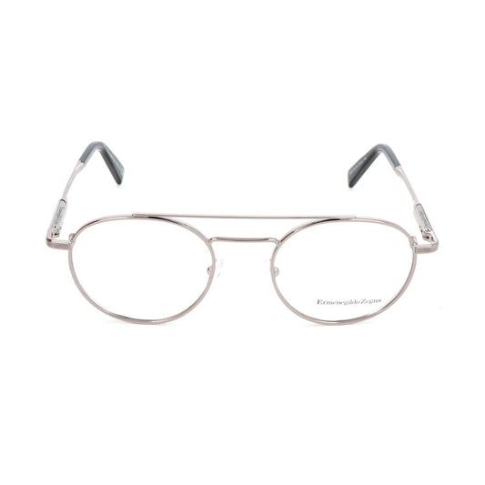 Ermenegildo Zegna Gray Metal Glasses – Square Frames, 50mm