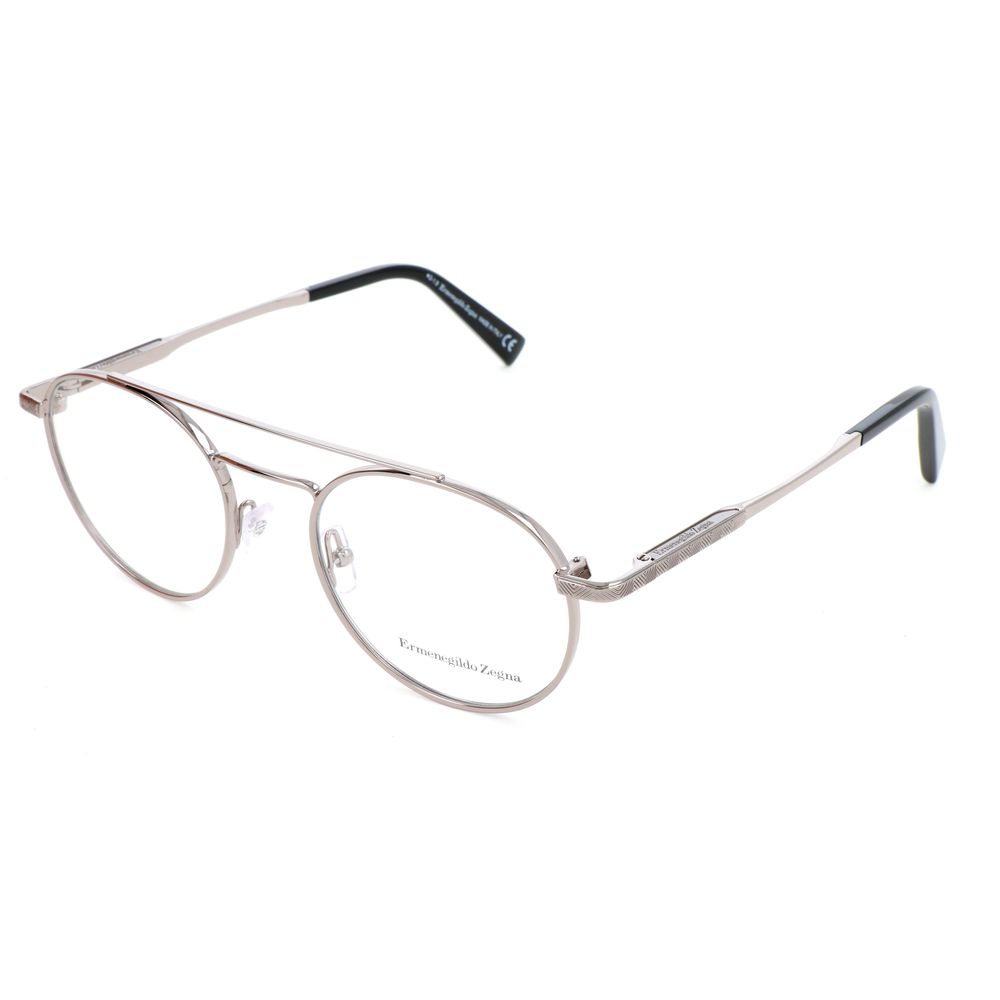 Ermenegildo Zegna Gray Metal Glasses – Square Frames, 50mm