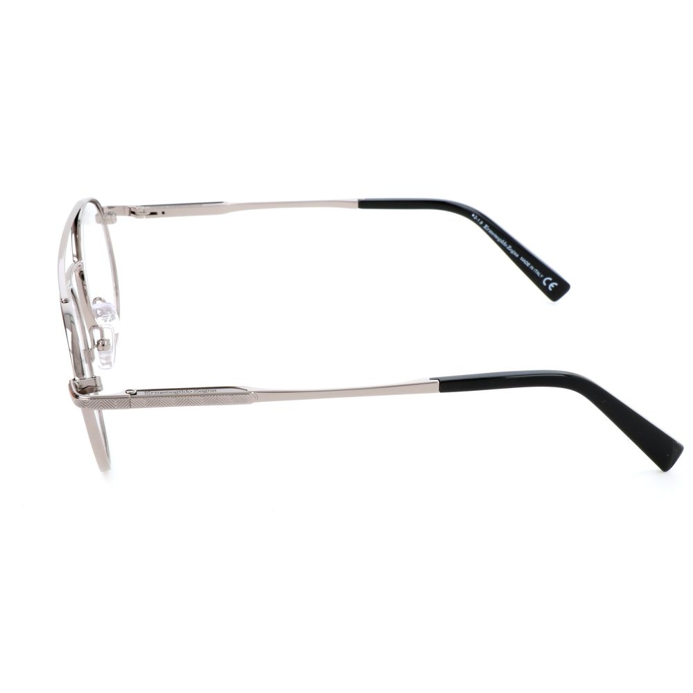 Ermenegildo Zegna Gray Metal Glasses – Square Frames, 50mm