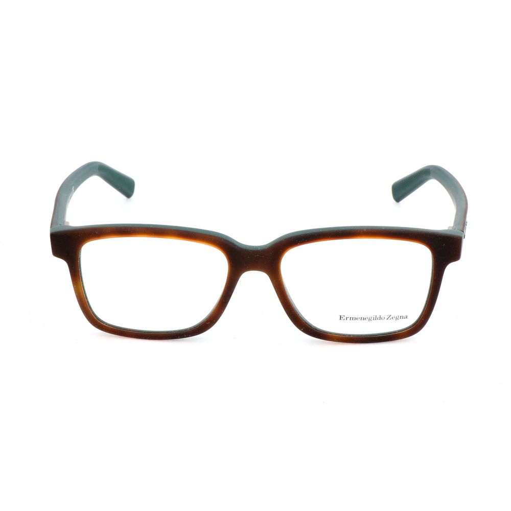 Ermenegildo Zegna Brown Optical Glasses – Square Full-Rim Frame