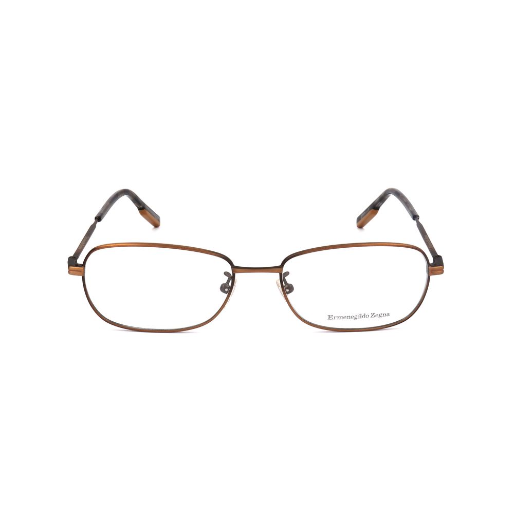 Ermenegildo Zegna Brown Metal Optical Glasses – Square Frame, 55mm
