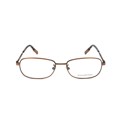 Ermenegildo Zegna Brown Metal Optical Glasses – Square Frame, 55mm