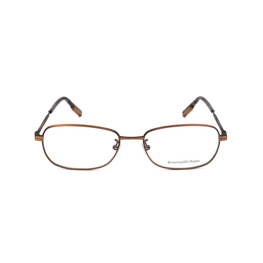 Ermenegildo Zegna Brown Metal Optical Glasses – Square Frame, 55mm