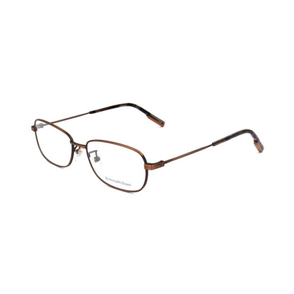 Ermenegildo Zegna Brown Metal Optical Glasses – Square Frame, 55mm