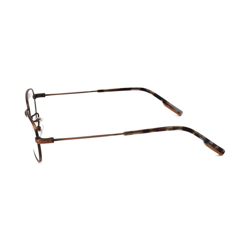 Ermenegildo Zegna Brown Metal Optical Glasses – Square Frame, 55mm