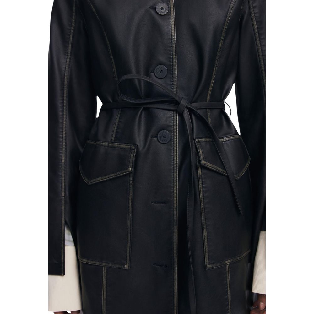 Desigual Black Polyurethane Coat - CHAQ_LILLY 25WWEW33