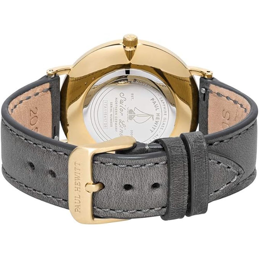 PAUL HEWITT Men’s Gray Leather Dress Watch with Quartz Movement