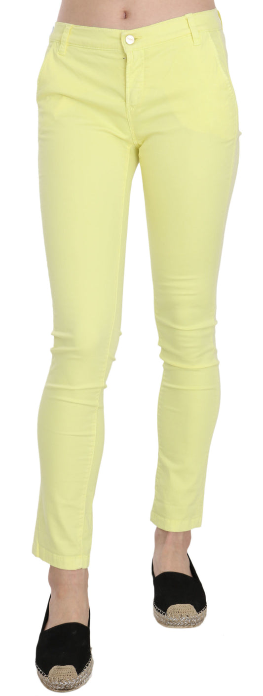  - Chic Yellow Low Waist Skinny Casual Trousers