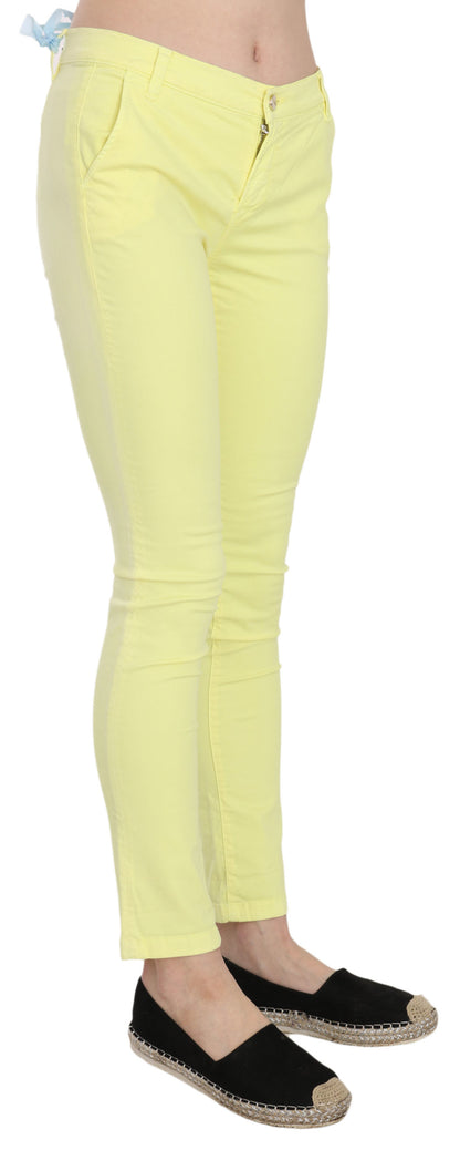  - Chic Yellow Low Waist Skinny Casual Trousers