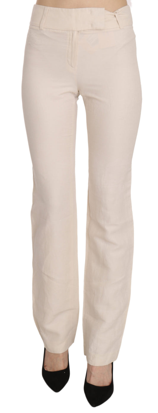  - Elevated White High Waist Flared Trousers