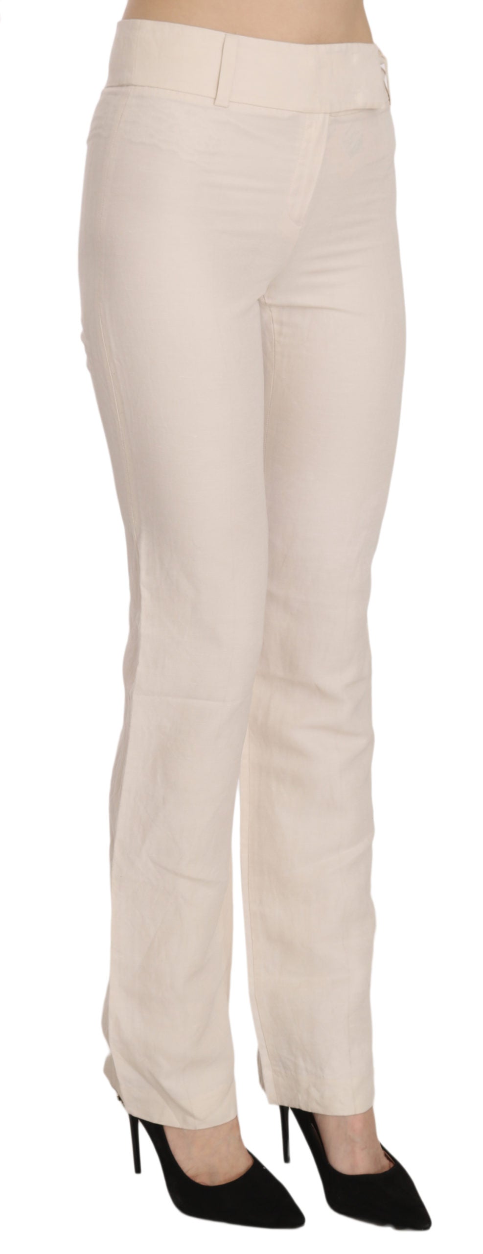  - Elevated White High Waist Flared Trousers