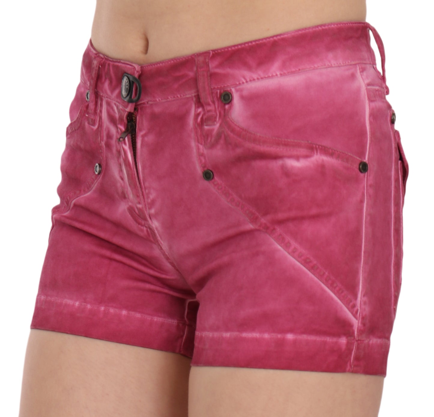  - Chic Pink Washed Denim Shorts