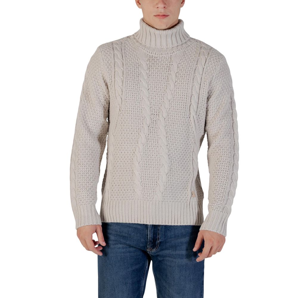 Gianni Lupo Gray Marabou Turtleneck Sweater