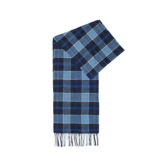 Barbour Blue Wool Scarf - Tartan Lambswool Elegance
