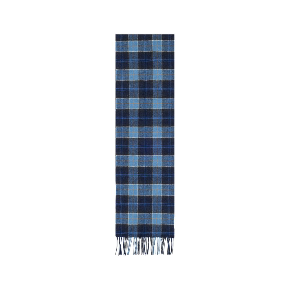 Barbour Blue Wool Scarf - Tartan Lambswool Elegance