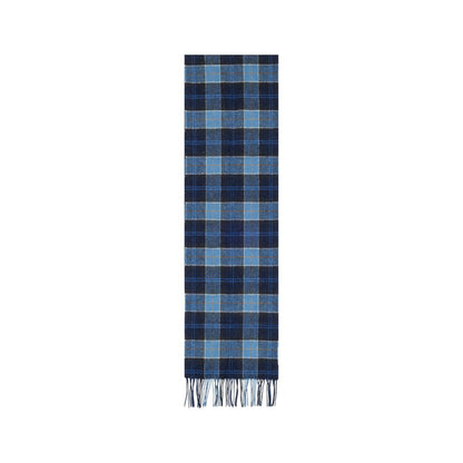 Barbour Blue Wool Scarf - Tartan Lambswool Elegance