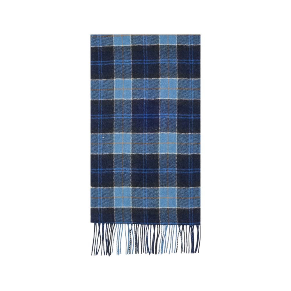 Barbour Blue Wool Scarf - Tartan Lambswool Elegance