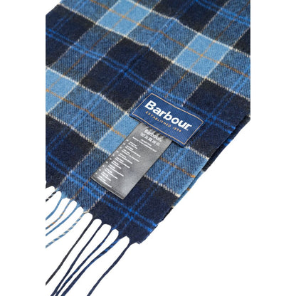 Barbour Blue Wool Scarf - Tartan Lambswool Elegance