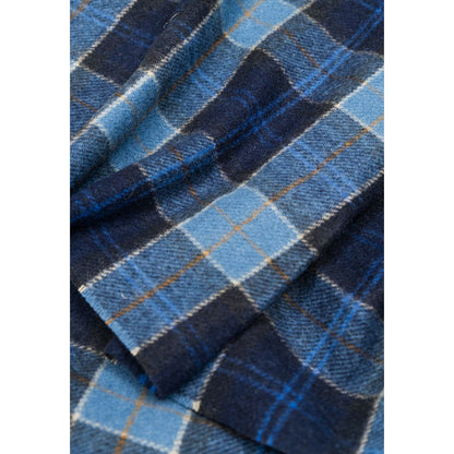 Barbour Blue Wool Scarf - Tartan Lambswool Elegance