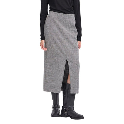 ICHI IHKATE JACQUARD LONG SK 20122404 Black And White Midi Skirt