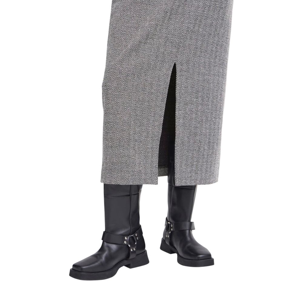 ICHI IHKATE JACQUARD LONG SK 20122404 Black And White Midi Skirt