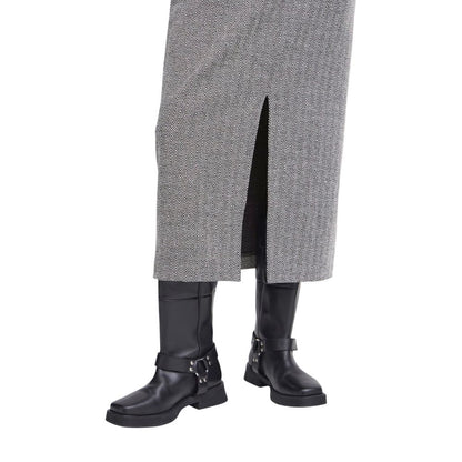 ICHI IHKATE JACQUARD LONG SK 20122404 Black And White Midi Skirt