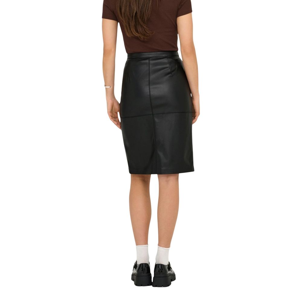 ONLOLINE FAUX LEATHER SKIRT OTW NOOS 15315998 - Black Polyester Long Skirt