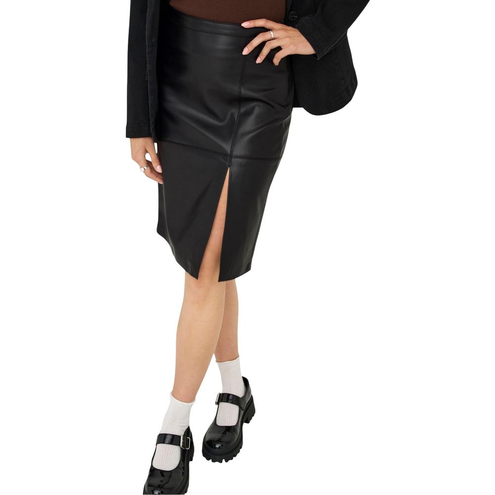 ONLOLINE FAUX LEATHER SKIRT OTW NOOS 15315998 - Black Polyester Long Skirt