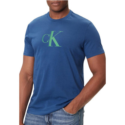 Calvin Klein Jeans SS CENTER MONOGRAM Blue Cotton T-Shirt