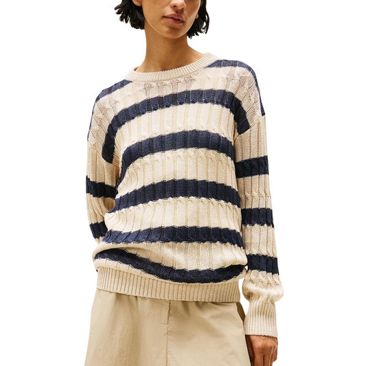 Tommy Hilfiger Beige Linen Cable Knit Sweatshirt