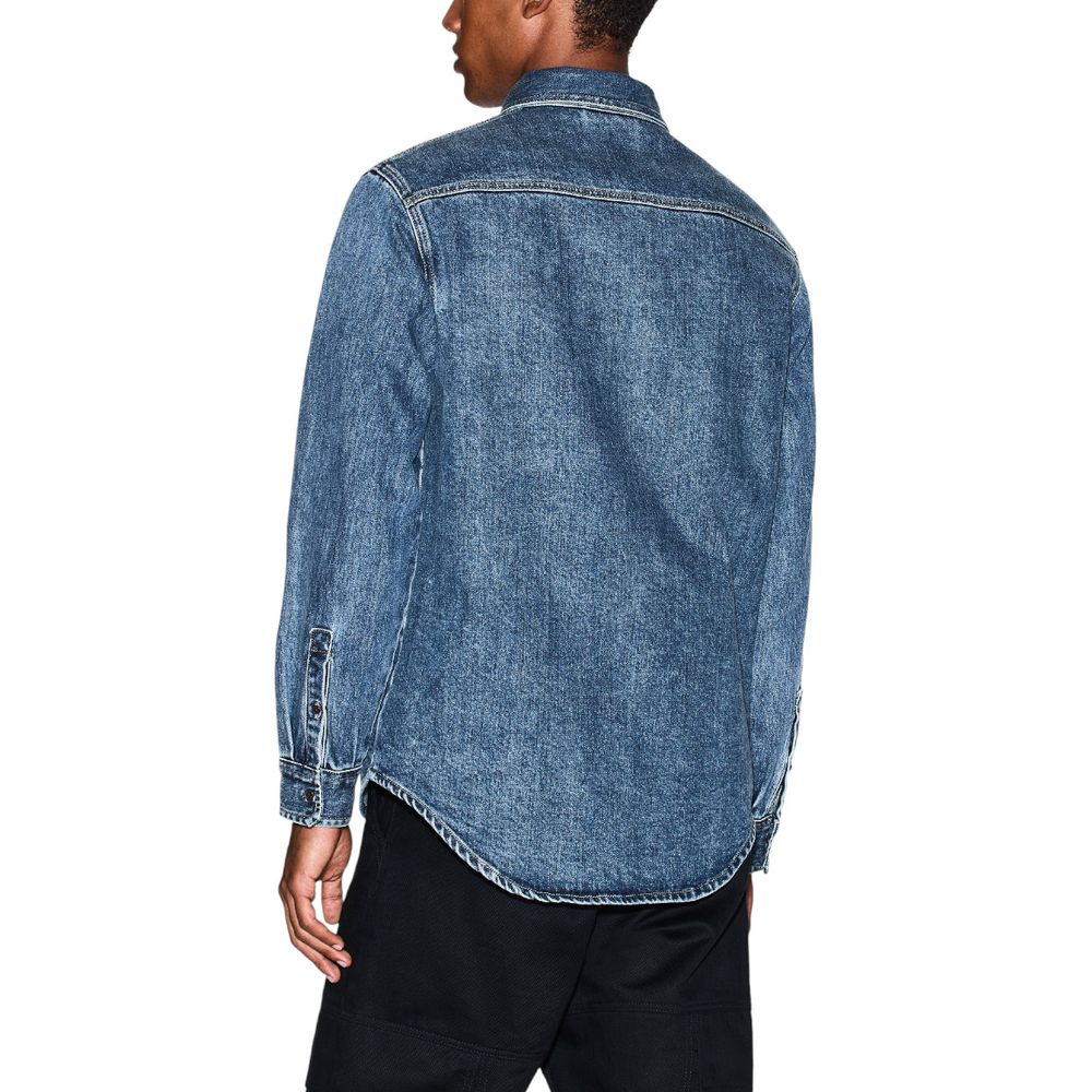 Armani Exchange Blue Denim Shirt for Men