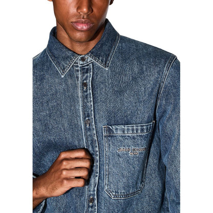 Armani Exchange Blue Denim Shirt for Men