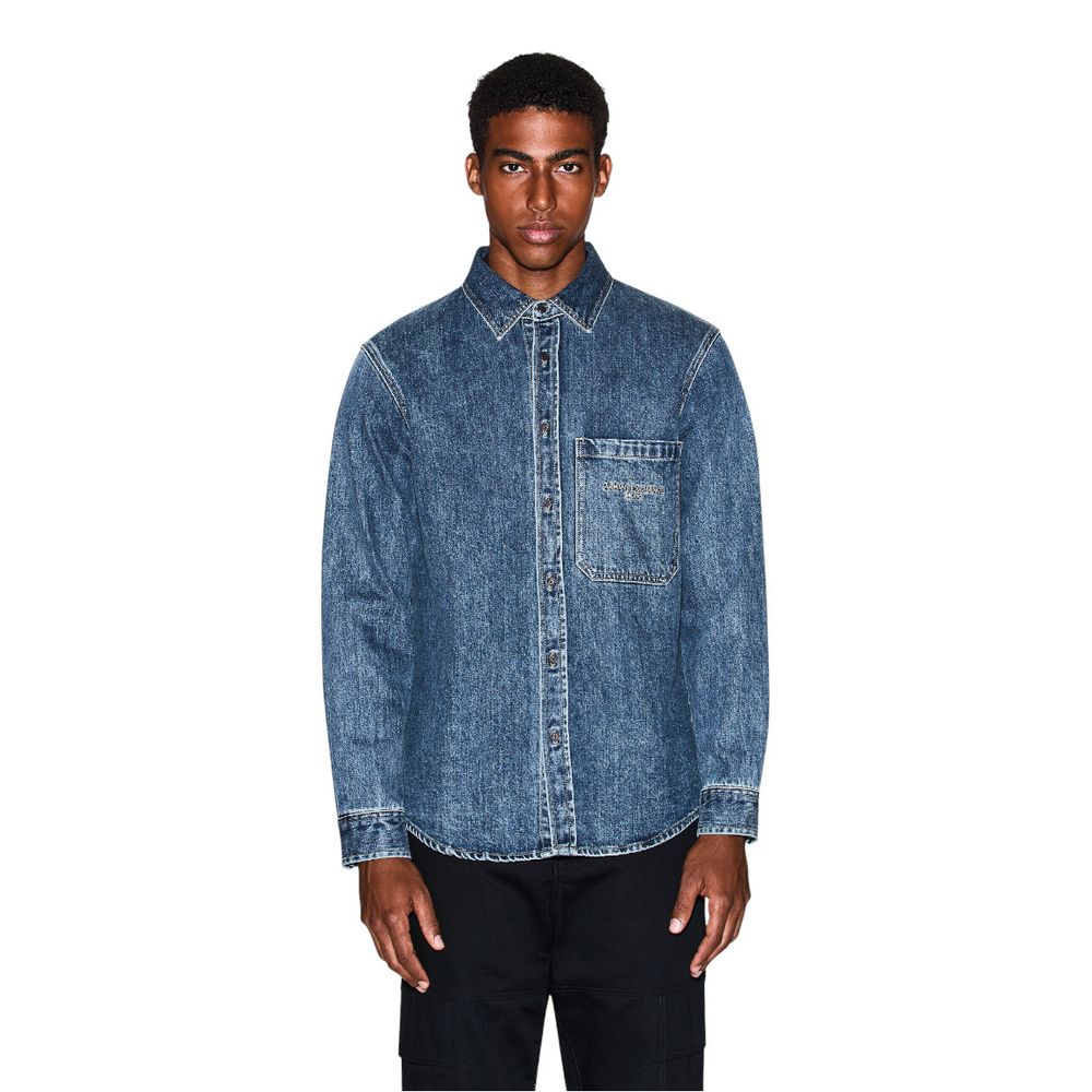Armani Exchange Blue Denim Shirt for Men